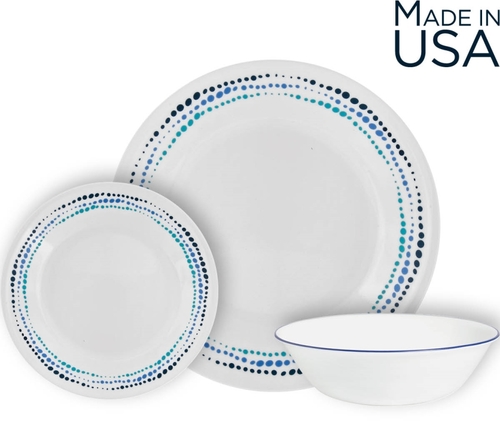 סט צלחות 24 חלקים, קורנינג אושן בלוז | Corning Ware Ocean Blues