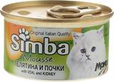 סימבה Simba מעדן לחתול מוס עגל חלב וכליות 85 גרם