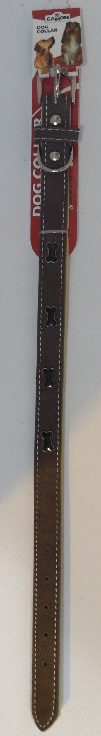 קמון Camon רצועה עור צבע חום עם דוגמת עצם ממתכת (21*460 ממ)