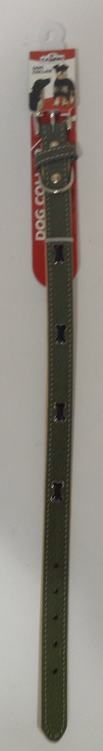 קמון Camon רצועה עור צבע חקי עם דוגמת עצם ממתכת (25*521 ממ)