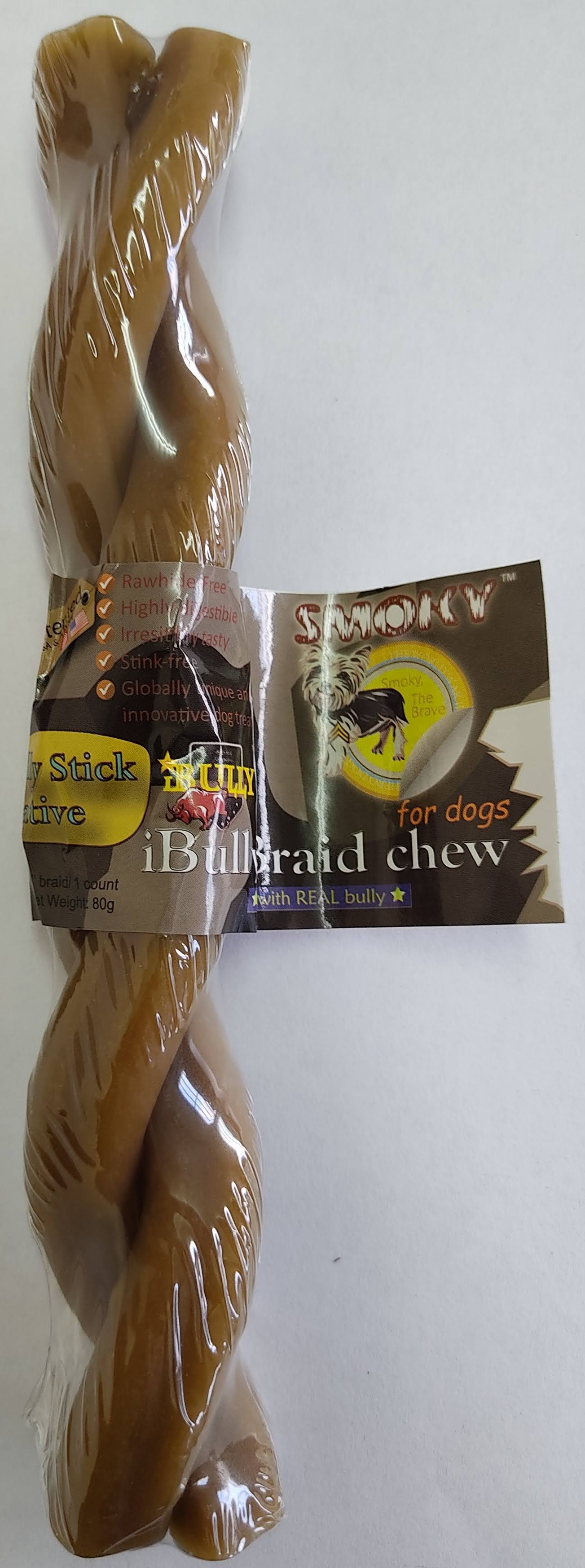 בולי סטיק חטיף לכלב בצורת צמה 80 גרם Bully Stick