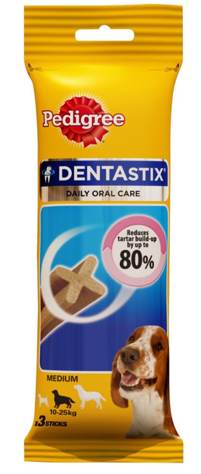 פדיגרי שלישיית חטיפים דנטלים 77 גרם  dentastix 