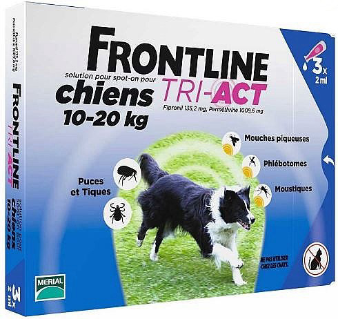 Frontline אמפולות טרי אקט - טיפול בפרעושים וקרציות לכלבים