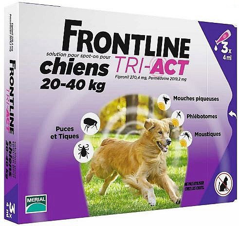 Frontline אמפולות טרי אקט - טיפול בפרעושים וקרציות לכלבים
