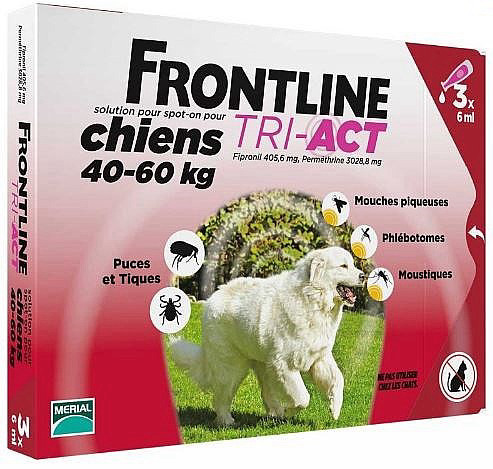 Frontline אמפולות נגד פרעושים קרציות וזבובי חול טרי אקט - טיפול בפרעושים וקרציות לכלבים