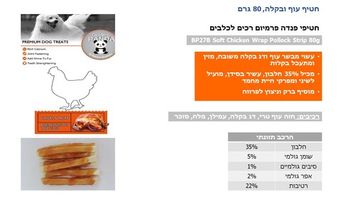 חטיפים וביסקוויטים לכלבים - מקלות עוף ובקלה 80 גרם חטיפי פנדה רכים לכלבים - 2