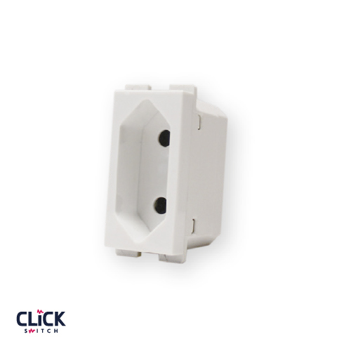 שקע  CLICK דו פיני 1 מודול מתח/זרם 10A בצבע לבן 