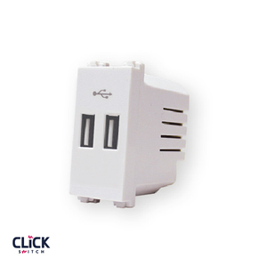 שקע  CLICK  USB כפול מודול 1 בצבע לבן 