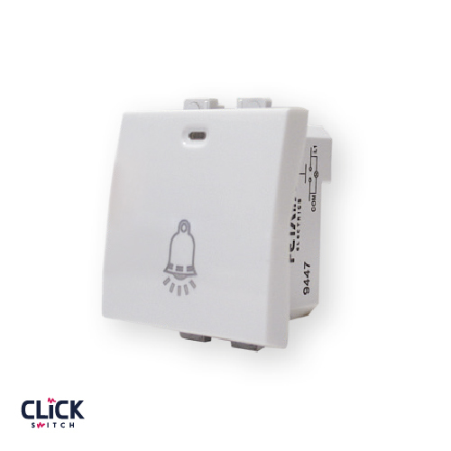לחצן פעמון מואר CLICK רחב 2 מודול מתח/זרם 14V/80MA בצבע לבן 