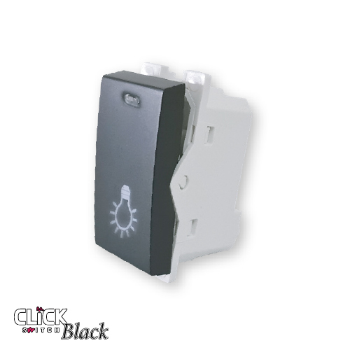 לחצן מדרגות CLICK מואר 1 מודול מתח/זרם 250A.AC בצבע שחור מט 