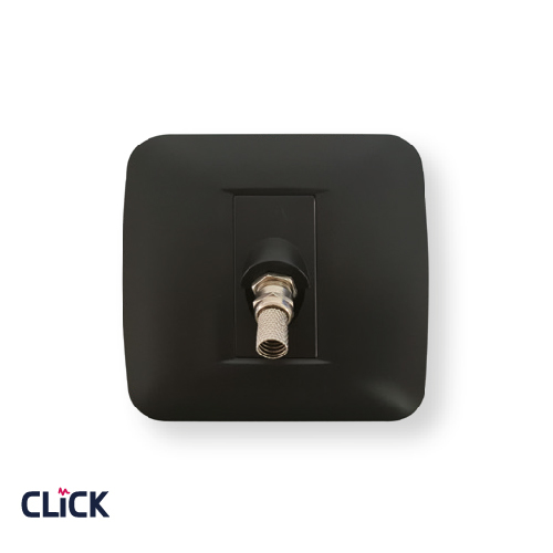 שקע TV-SAT CLICK לקופסא עגולה (55) מתח/זרם 230/16A בצבע שחור מט 