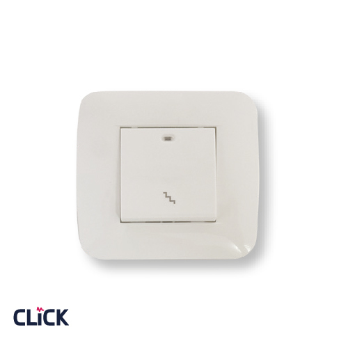 לחצן מדרגות רחב  CLICK לקופסא עגולה (55) מתח/זרם 230/16A בצבע לבן 