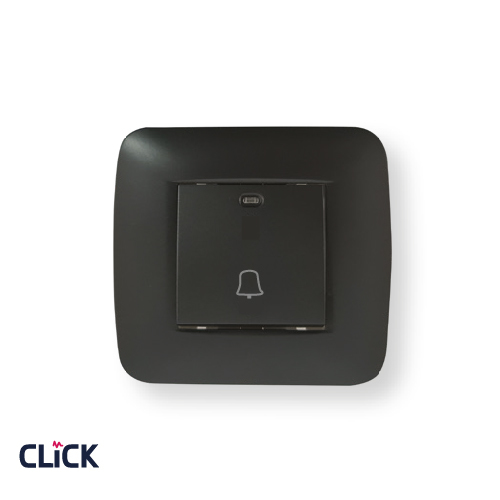לחצן פעמון רחב  CLICK לקופסא עגולה (55) מתח/זרם 230/16A בצבע שחור מט 