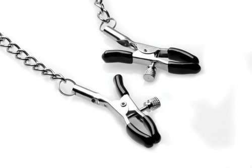 מחסום פה גאג בול עם זוג מצבטי פטמות XR Brands - Silicone Ball Gag with Nipple Clamps 