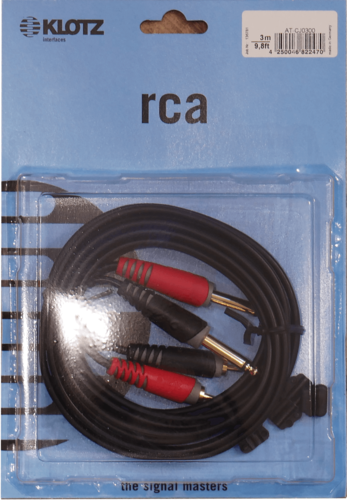 כבל כפול RCA זכר לPL6.3 מונו באורך 3 מטרים