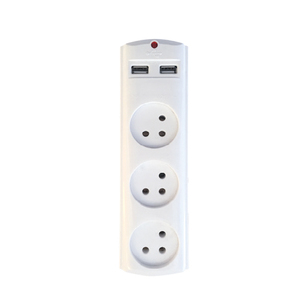 מפצל T-3 אנכי כולל 2 שקעי טעינה USB 2.4A 