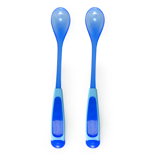 זוג כפיות האכלה ארגונומיות לגיל 4 חודשים ומעלה - כחול