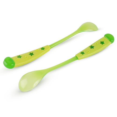 זוג כפיות האכלה ארגונומיות לגיל 4 חודשים ומעלה - כחול