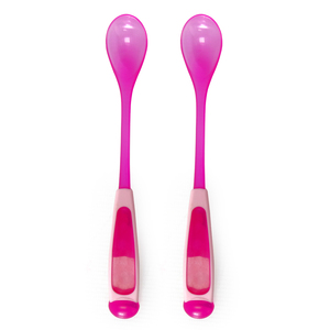 זוג כפיות האכלה ארגונומיות לגיל 4 חודשים ומעלה - ורוד