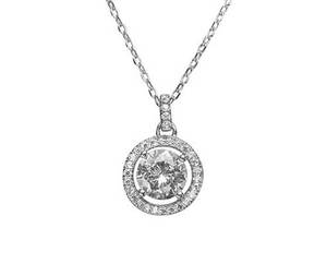 שרשרת תליון עגול כסף משובץ