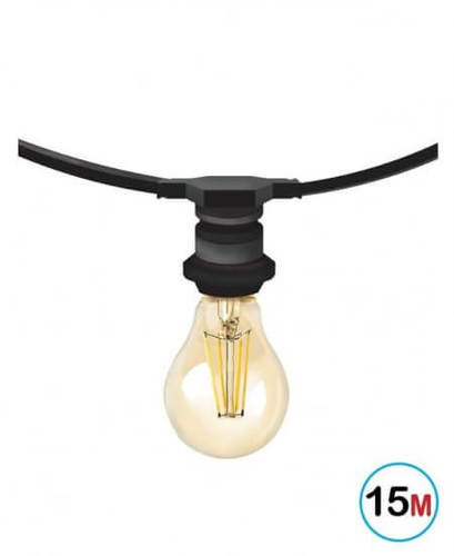 15 מטר גרלנדה עם 15 בתי נורה E27 (ללא נורות) 