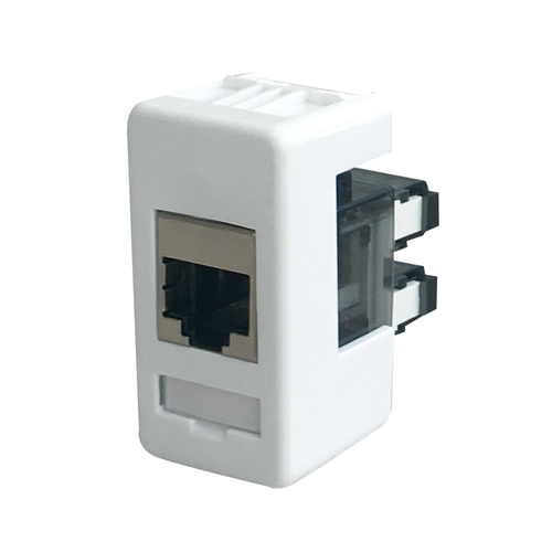 שקע מחשב RJ-45 לקופסה מלבנית להתקנה במתאמים מודולריים 1 מודול