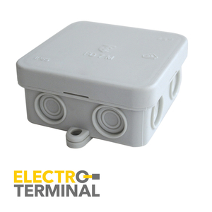 קופסת הסתעפות חלקה ELECTRO TERMINAL חסינת אש בצבע אפור דגם FD-12, גודל 85/85/40 מ"מ, דרגת אטימות IP55