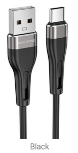 כבל טעינה ודאטה מהיר  Borofone Silicone USB to Type-c Black Bx46