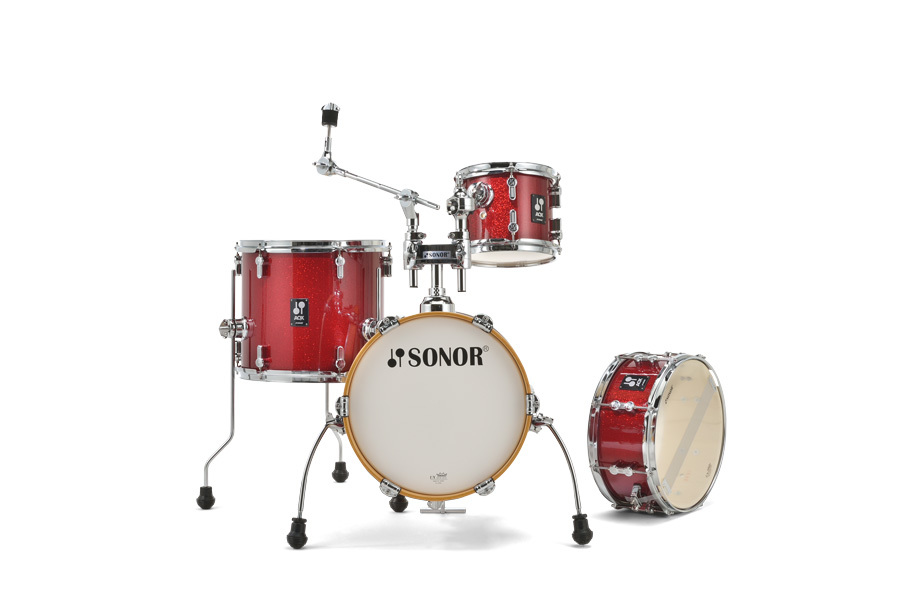 מערכת תופים 4 חלקים "14 SONOR AQX Micro red moon sparkle