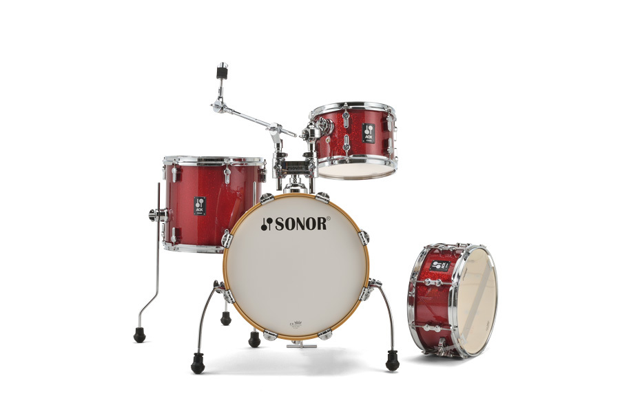 מערכת תופים 4 חלקים "16 SONOR AQX Jungle red moon sparkle