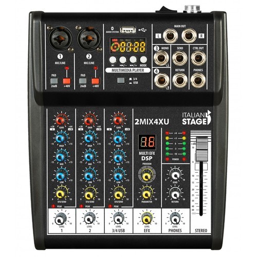 2MIX4XU מיקסר4 ערוצים כולל USB + Bluetooth מבית Italian Stage