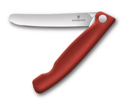 סכין ירקות מתקפלת להב חלק, ידית אדומה ויקטורינוקס | VICTORINOX 