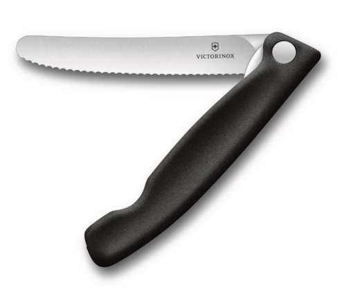סכין ירקות מתקפלת להב משונן, ידית שחורה | VICTORINOX  