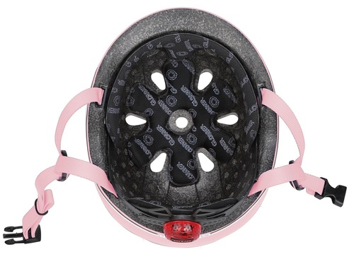 קסדה לפעוטות עם מנגנון התאמה לראש, תאורת LED אחורית, ופתחי אוורור - ורוד פסטל