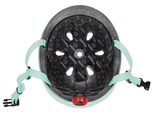 קסדה לפעוטות עם מנגנון התאמה לראש, תאורת LED אחורית, ופתחי אוורור - ירוק פסטל