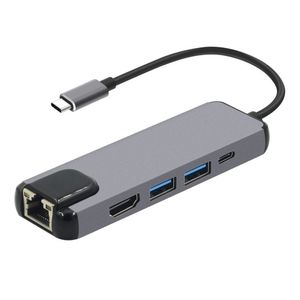 מתאם רכזת מחיבור TYPE C ל HDMI/USB 3.0/LAN/TYPE-C