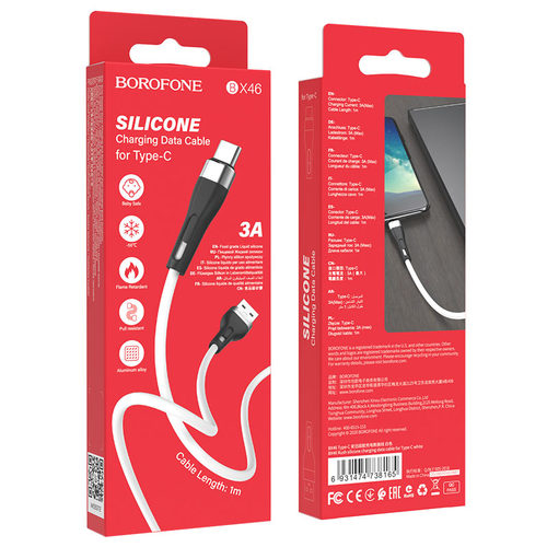 כבל טעינה ודאטה Borofone Silicone USB to Type-c Bx46 Cable
