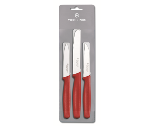 סט 3 סכיני ירקות – אדום ויקטורינוקס | VICTORINOX