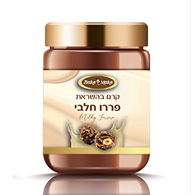 ממרח שוקולד עם אגוזי לוז ושברי וופל 500 גרם (בהשראת פררו) חלבי