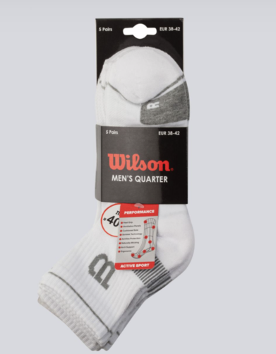 קרסולית WILSON מארז חמישה זוגות לבן
