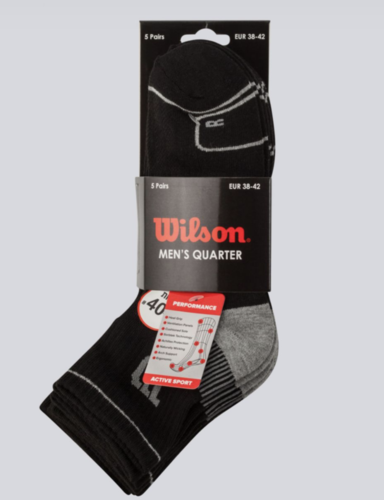 קרסולית WILSON מארז חמישה זוגות שחור