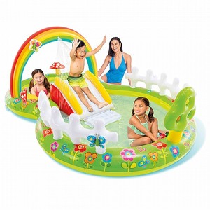 בריכת פעילות מתנפחת מרובעת גן הפרחים+ מגלשה  290/180/104 ס"מ  INTEX 57154