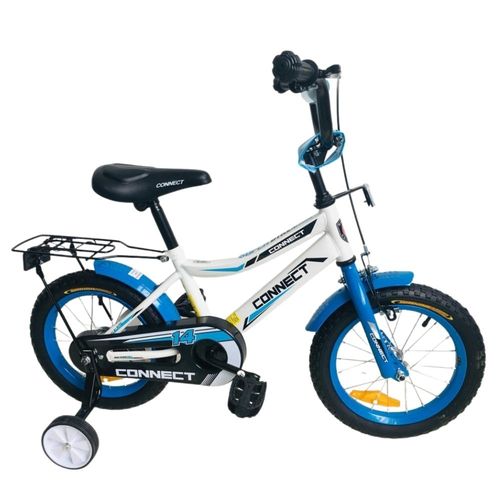 אופניים לילדים קונקט 16 אינץ' עם גלגלי עזר לגילאי 4-5 - תכלת ולבן