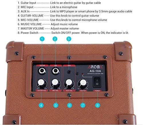 מגבר נייד לגיטרה אקוסטית AG-10A מבית Aroma