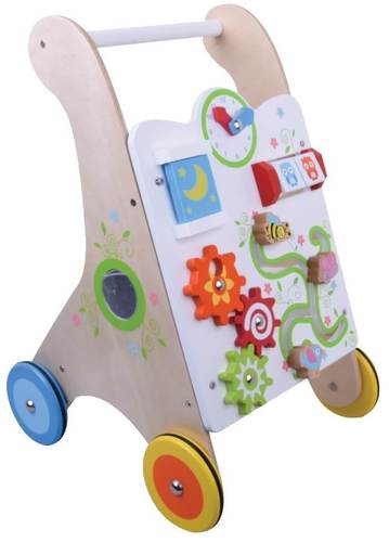 הליכון פעילות לתינוק מעץ עם פעלולון מרהיב - Pit Toys