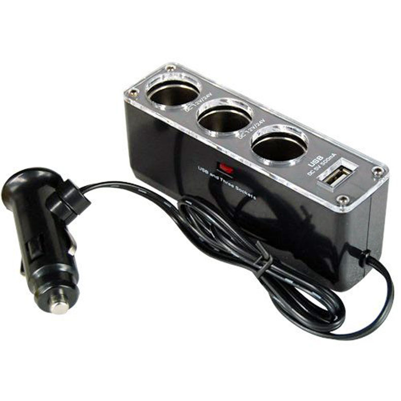 מפצל למצת הרכבּ + כניסת USB