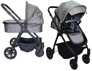 סט עגלת תינוק דו-כיוונית ROME - אפור מבריק