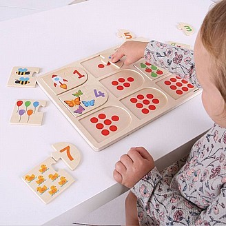 פאזלים 2 חלקים מעץ ומגש מספרים 1-10/BIGJIGS