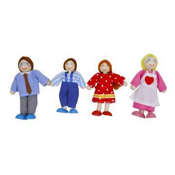 סט של 4 בובות משפחה לבית בובות - Pit Toys