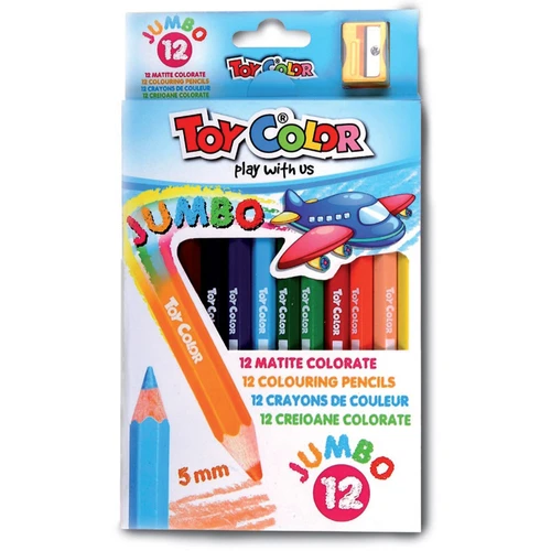 עפרונות צבעוניים ג'מבו, 12 יח'